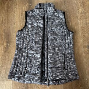 32 Degrees Heat Gray and Black Heathered Packable Down Puffer Vest - Size Small
